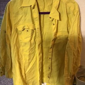 Lauren Ralph Lauren Exclusive Yellow Linen Shirt.